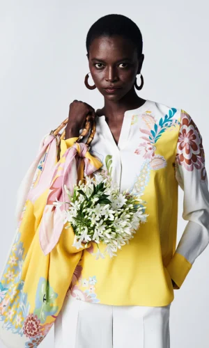 Herzenās Angelegenheit Zijden Blouse 6081 Yellow Multi