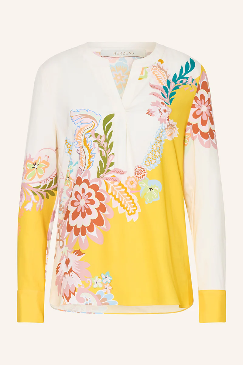 Herzen’s Angelegenheit Zijden Blouse 6081 Yellow Multi - Afbeelding 7