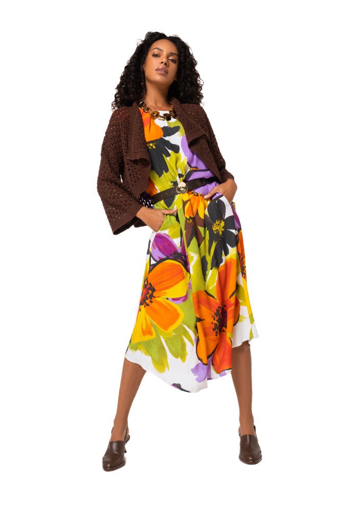 Caroline Biss Mouwloze Midi-Jurk Bloemenprint 1178 Multi Color - Afbeelding 2