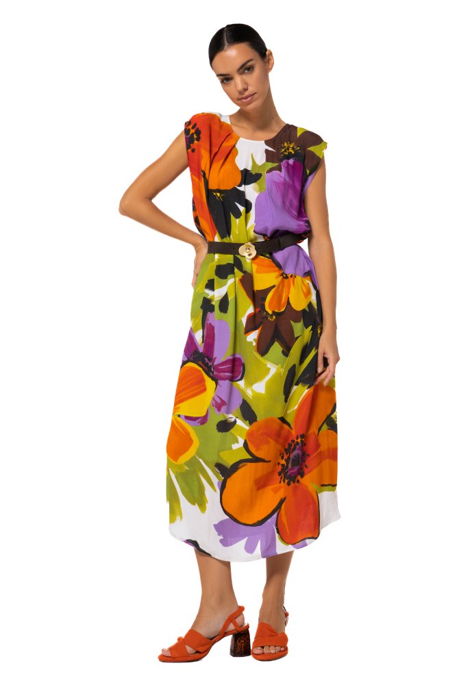 Caroline Biss Mouwloze Midi-Jurk Bloemenprint 1178 Multi Color - Afbeelding 4