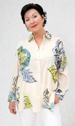 Herzenās Angelegenheit Zijden Blouse 6072 Sap Green Multi