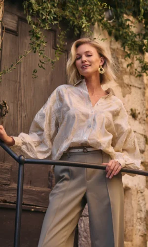 Nukus Nola Blouse Embroidery NKS02181 Off White/Gold