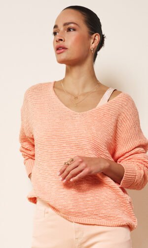 Esqualo Trui V-Neck Tape Yarn SP26.02020 Bellini