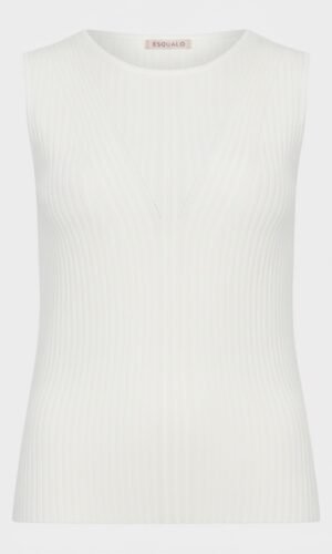 Esqualo Top Rib V Detail SP26.07016 Off White