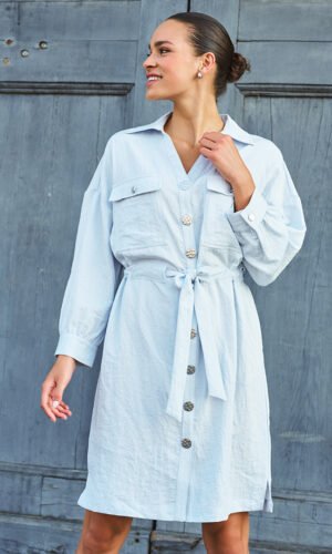 Esqualo Jurk Fine Crinkle SP26.10036 Light Blue