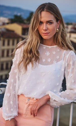 Esqualo Blouse CrĆŖpe Daisy Flower SP26.14009 Off White