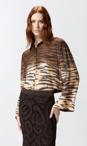 Pinko Cropped Blouse Animal Print 106547-A37R Multicolor