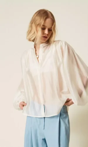 Twinset Voile Blouse Vlindermouw 261TF2040 Off White