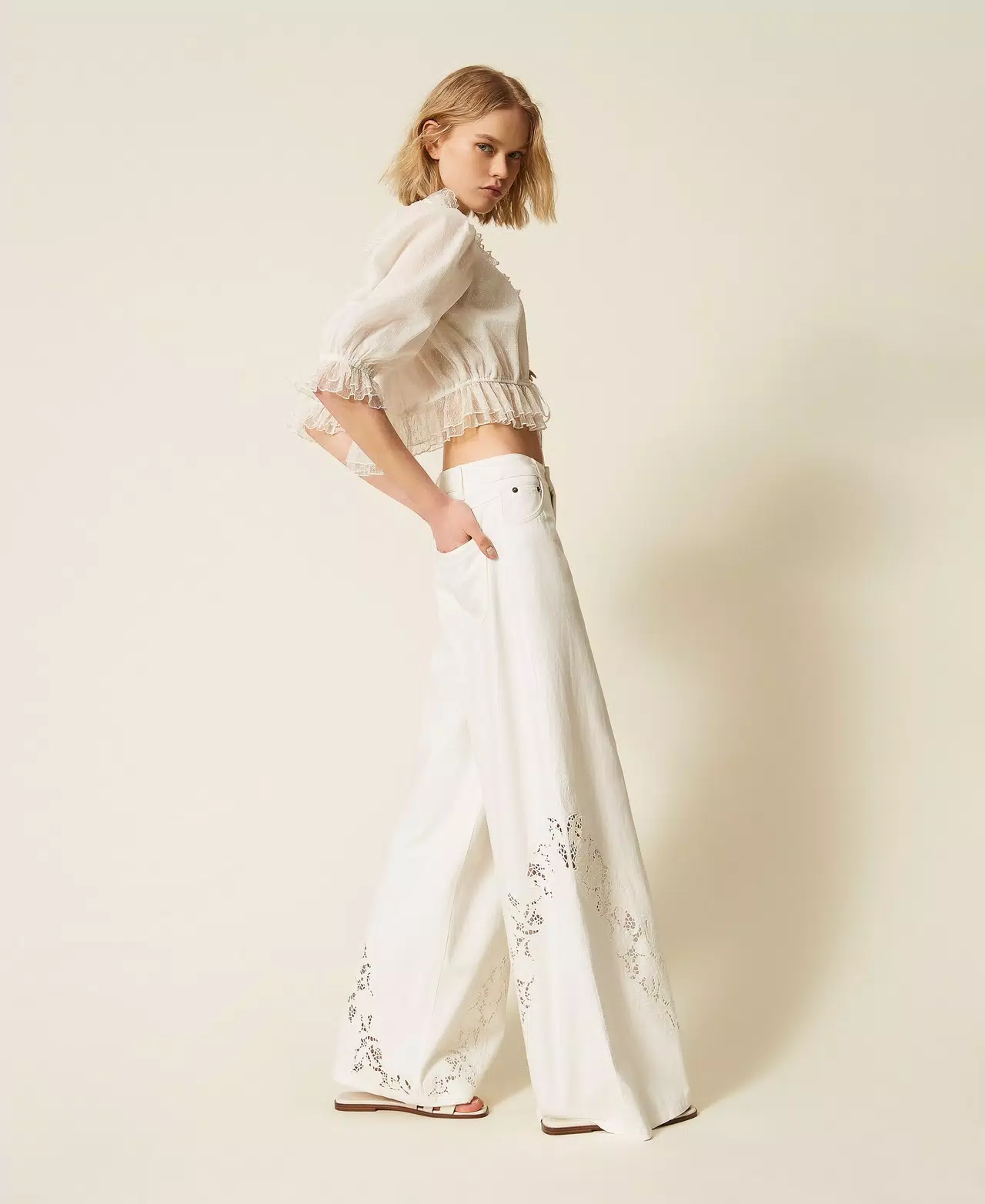 Twinset Bull Jeans Borduursel 261TT2461 Snow - Afbeelding 2