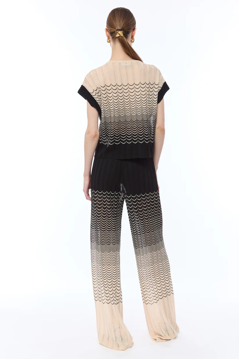 Nenette Gebreide Broek 41BB-YODA Zwart/Zand - Afbeelding 2