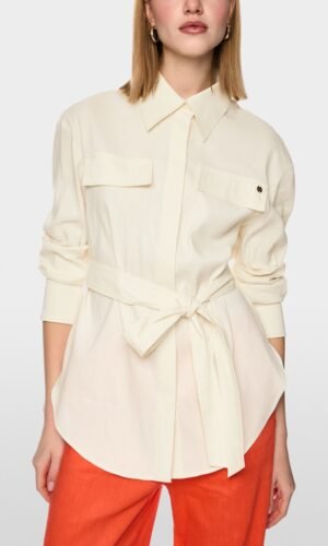 MarcCain Safari-Blouse Linnen-Viscosemix AC3429W43 Bright Ecru