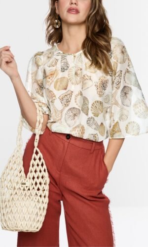 MarcCain Overhemdblouse Linnen / Zijde AC5139W51 Off White