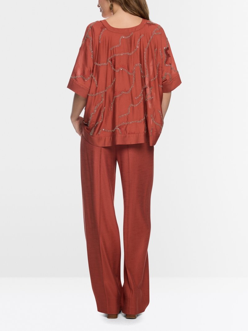 MarcCain Zwierige Blouse Versiering AC5141W54 Etruscan Red - Afbeelding 9