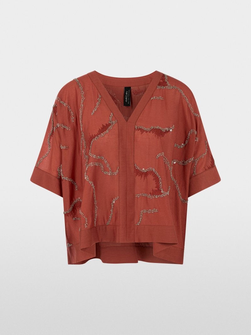 MarcCain Zwierige Blouse Versiering AC5141W54 Etruscan Red - Afbeelding 7