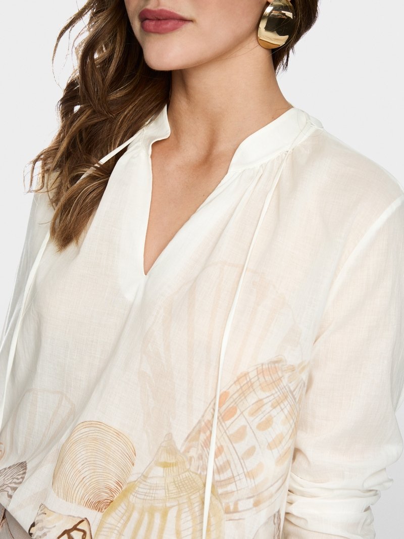 MarcCain Blouseshirt Schelpenprint AC55007J58 Off White - Afbeelding 3
