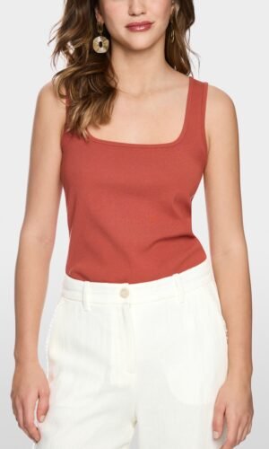 MarcCain Top Geribbelde Stretch AC6122J52 Ectruscan Red