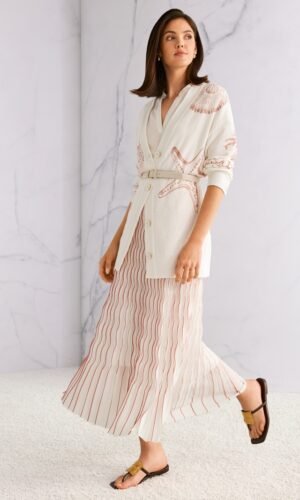 MarcCain Maxirok Plissés AC7125W76 Etruscan Red