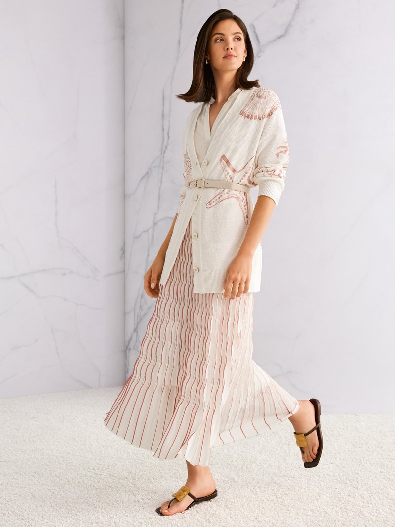 MarcCain Maxirok Plissés AC7125W76 Etruscan Red