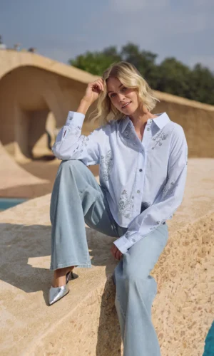 Nukus Adora Blouse Stripe NKS02138 Cloudy/Off White