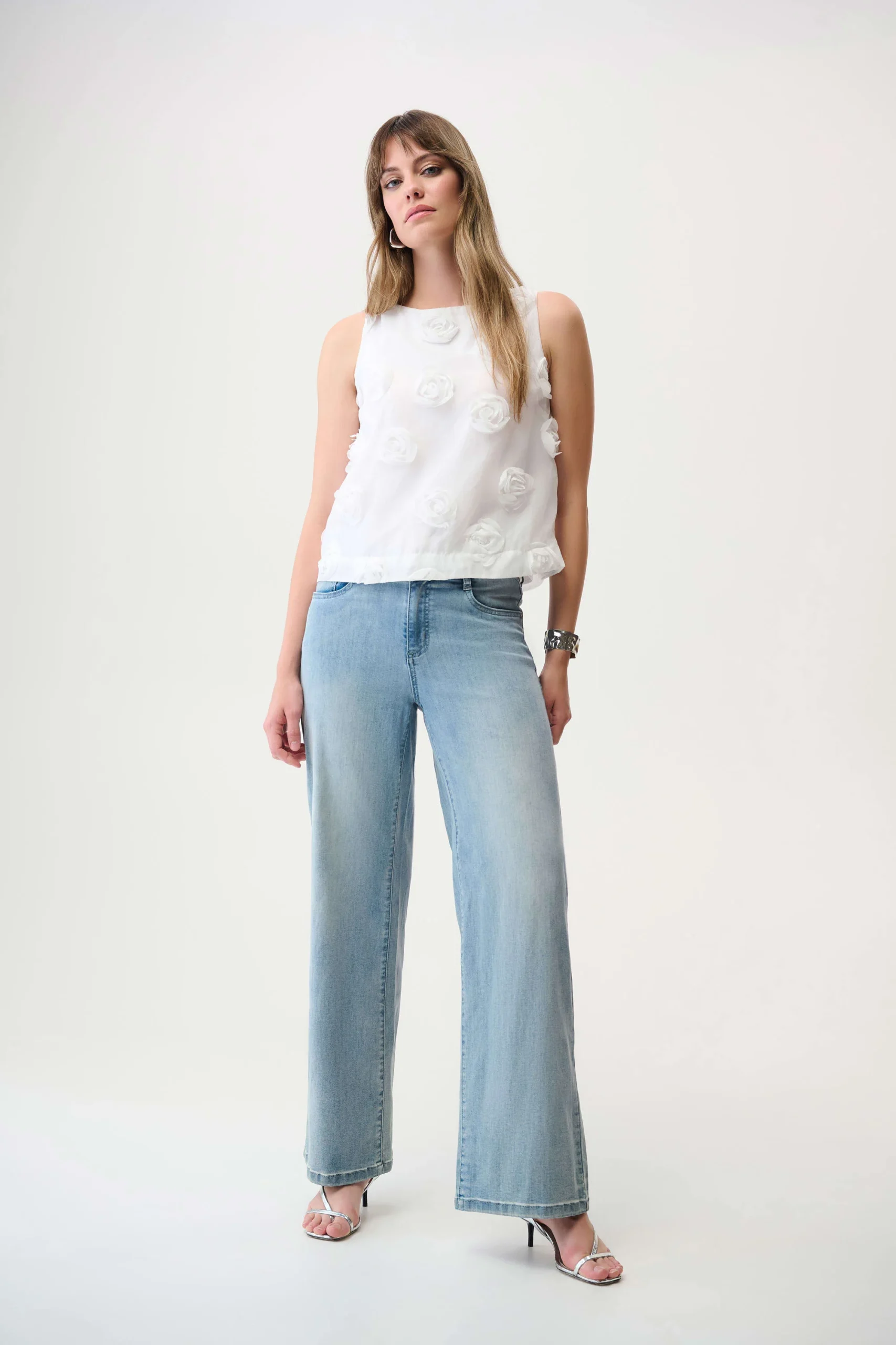 Joseph Ribkoff Top 3D Bloemenborduursel 261220 Off White - Afbeelding 2