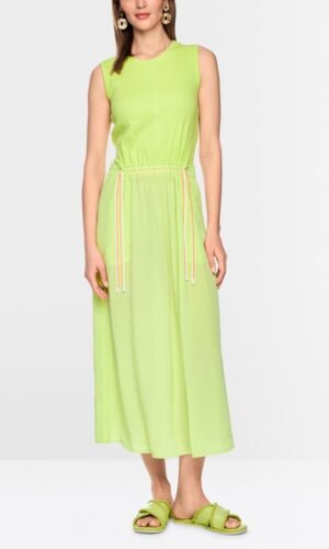 MarcCain Mouwloze Midi-Jurk Trekkoord AS2128J67 Sunny Lime