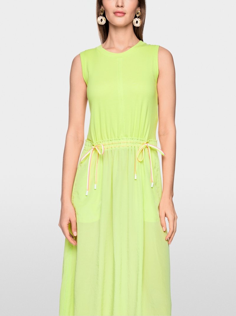 MarcCain Mouwloze Midi-Jurk Trekkoord AS2128J67 Sunny Lime - Afbeelding 2