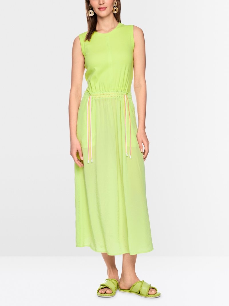 MarcCain Mouwloze Midi-Jurk Trekkoord AS2128J67 Sunny Lime